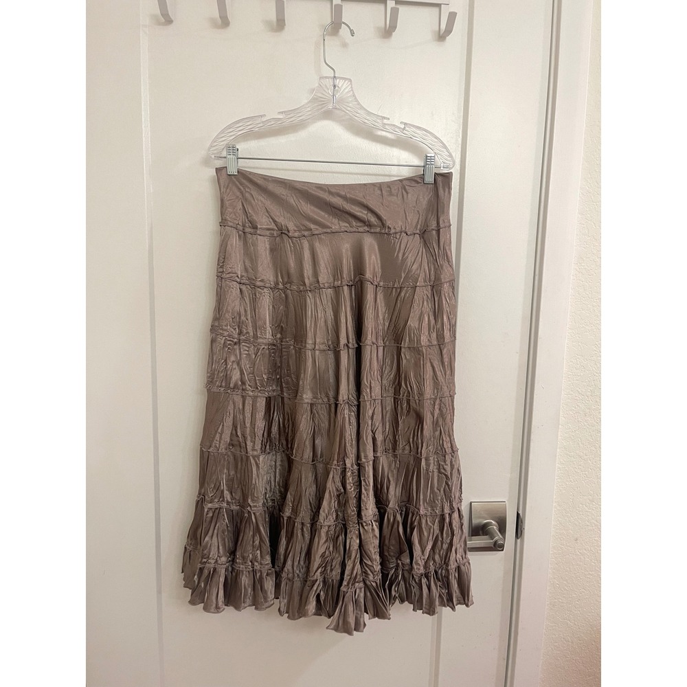 Vintage Y2K Prairie Maxi Skirt Cottagecore Glam Shimer Tiered